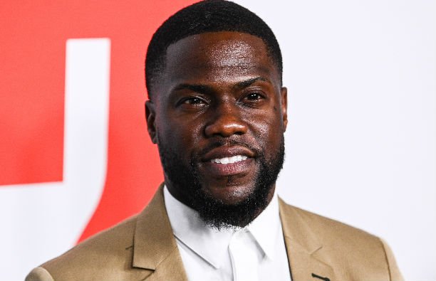 Kevin Hart wearing a brown suit on the Secret Life Of Pets 2 red carpet.