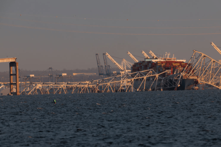 Baltimore Bridge Collapses After Being Hit by Cargo Ship in Horrifying