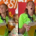 kylie-kelce-sings-taylor-swifts-love-story-while-holding-3-pitchers-of-beer-shes-so-drunk