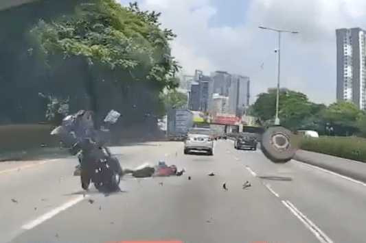 runaway-tire-smashes-motorcycle-into-pieces-in-crazy-video