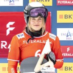 Sophie Hediger takes 2nd place during the FIS Snowboard Cross World Cup Men's and Women's Snowboard Cross on January 26, 2024 in St Moritz, Switzerland. (Photo by Millo Moravski/Agence Zoom/Getty Images)