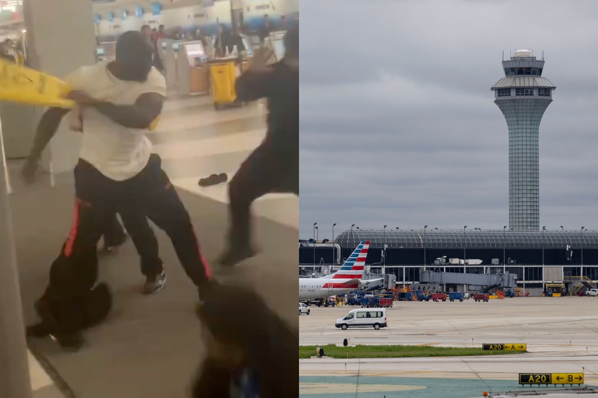 travelers-hit-each-other-with-wet-floor-signs-at-airport-in-wild-video