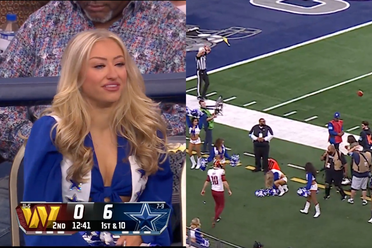 Dallas Cowboys Cheerleader Knocked Down by Brutal Hit to the Head During Game