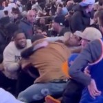 NBA fans fight at Knicks-Raptors game (photo: @maxmonth/X)