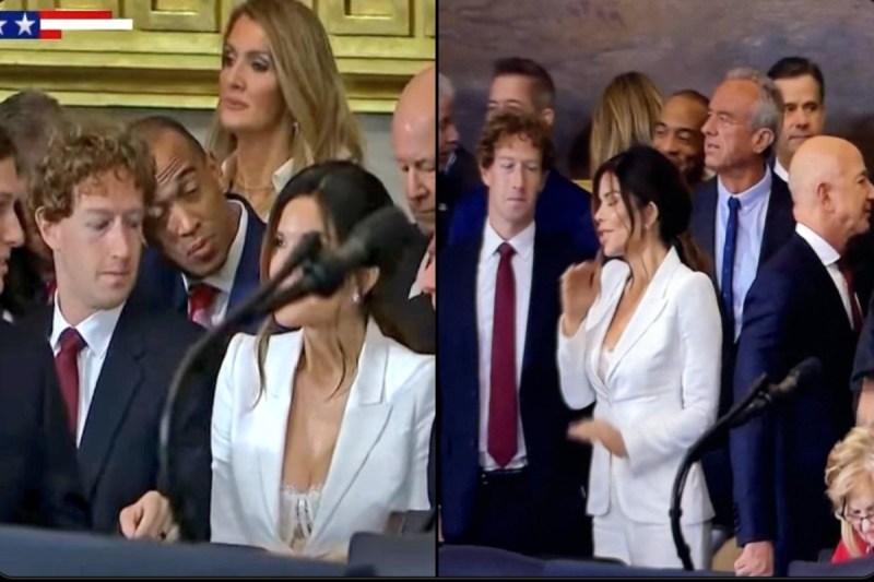 Mark Zuckerberg Caught Staring Down Jeff Bezos' Fiancée's Shirt at